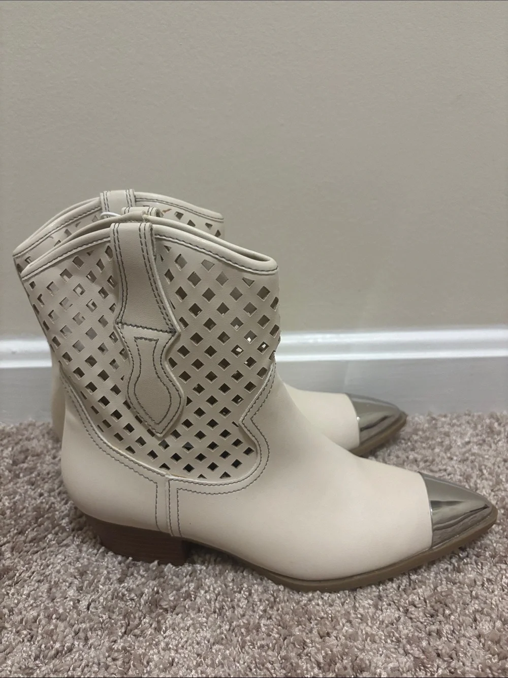 Boots For Fall Company Coastal Western Ankle Bootie with Metallic Silver Cap Toe